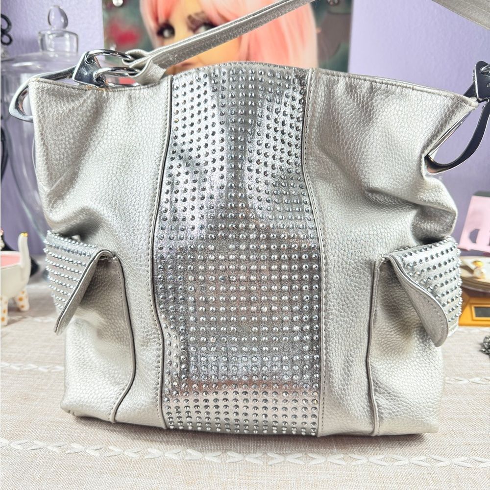 Silver Studded Glass Tote Bag - Versatile Women's Shoulder Bag